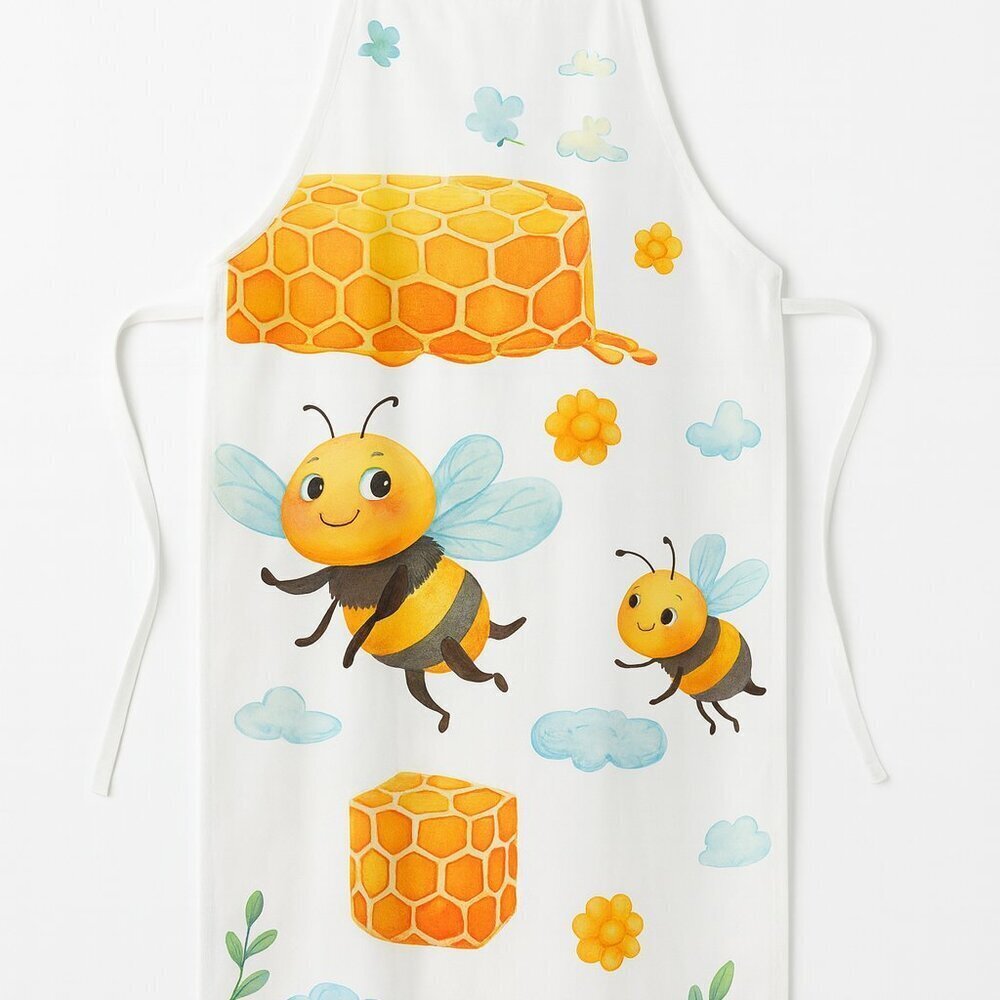 Whimsical Bee & Honeycomb Print Bib Overalls - XL
